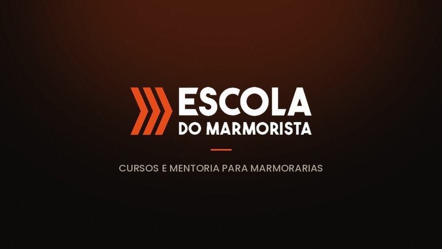 Marca da Escola do Marmorista sobre fundo escuro